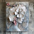 Original Contemporary Painting woman head crown decor wall art modern grey